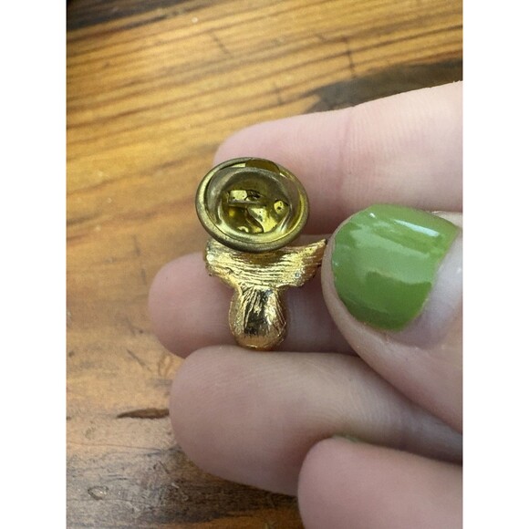 Vintage Yellow Smiley Face Angel Lapel Pin Tie Tack - Picture 4 of 5